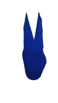 a blue one piece swimsuit on a black background